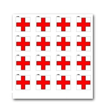 Red Cross On White - SET of 16 - Window Bumper Laptop Stickers