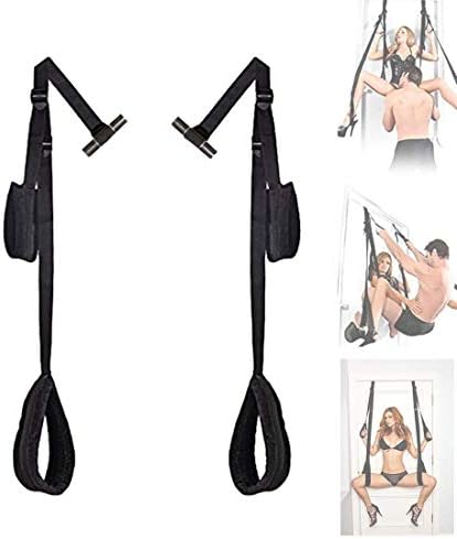 Door Swing Set t Indoor Fantasy Love Toy for Couples Play Thigh Leg Cuffs and 2 Stainless Steel Hoops