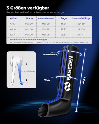 Leg Massager to Promote Blood Circulation and Pain Relief, Compression System for Fast Recovery of Feet, Calves and Thighs, Relief from Edema, Reduce Muscle Tire