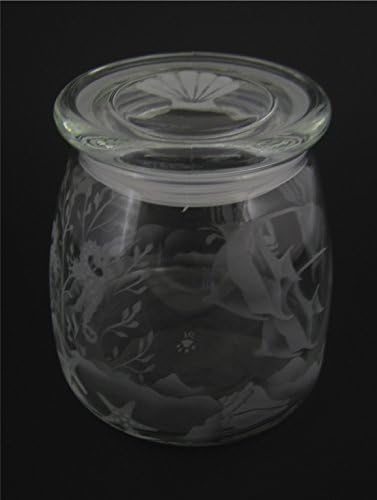 Hand Etched Vibe Storage Jar Sandblasted (Sand Carved) Glass Handmade USA Custom (27 Ounce (798ml), Tropical Fish Sea Shell Seaweed)