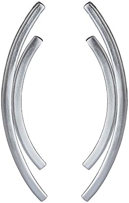 Emmanuela Ear Cuff Earrings, Pair of Solid Sterling Silver Ear Crawlers, Up the Ear Sweeps, Simple & Delicate Every Day Ear Climbers for Her