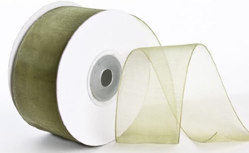 Eclectic Accents 75 Yards of Elegant Light and Sheer Willow Green Organza Ribbon- 1.5" Wide
