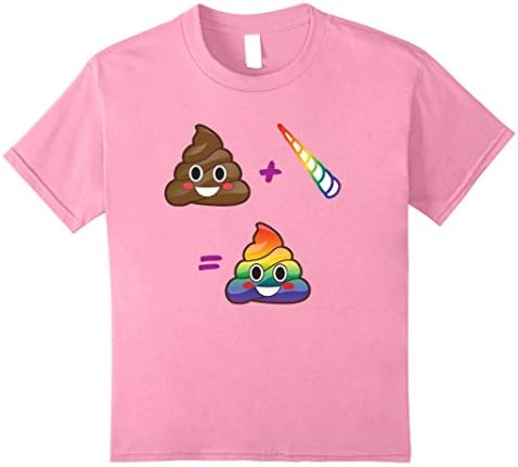 unisex-child Cute Unicorn Emoji Poo Math with Horn and Rainbow Poop Tee 8 Pink