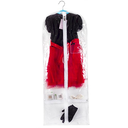 Clear Children's Mini Costume Garment Bag Kids Clothing 16 inch X 40 inch Transparent Storage 5 Pockets