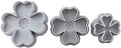 Ndier Peach Blossom Shape Cake Cutter Sugar Craft Plunger Decoration Bakeware Tools Cutter Mold Tools 3Pcs