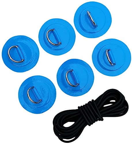 Namvo Paddle Board Patch SUP Bungee Deck Rigging Kit with 6Pcs D Ring Patch and Elastic Shock Cord for PVC Inflatable Boat Deck Attachment Kit Kayak Accessories