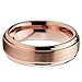 Tungsten Wedding Band Ring 6mm for Men Women Comfort Fit 18K Rose Gold Plated Plated Beveled Edge Brushed Polished