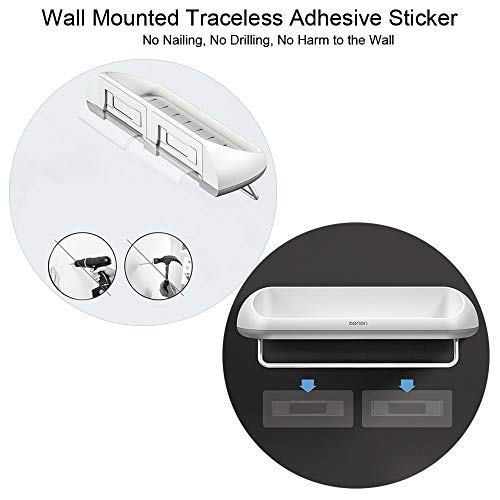 BHeadCat Wall Mounted Shower Caddy, Bathroom Shelf with Automatic Toothpaste Dispenser Squeezer Drill-Free Large Storage Organizer Shelves with Towel Holder