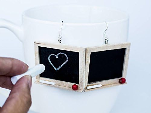 Real Mini Blackboard Earrings, Dollhouse Chalkboard, Kawaii Miniature Earrings