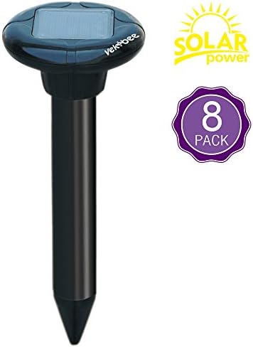 Sonic Mole Repellent Pack of 8 Solar Powered Gopher Repeller Vole Chaser Pest Deterrent Outdoor Pest Control for Lawn Garden Yard