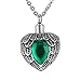Valyria Angel Wing Birthstone Memorial Urn Necklace Stainless Steel Waterproof Cremation Jewelry (Green)