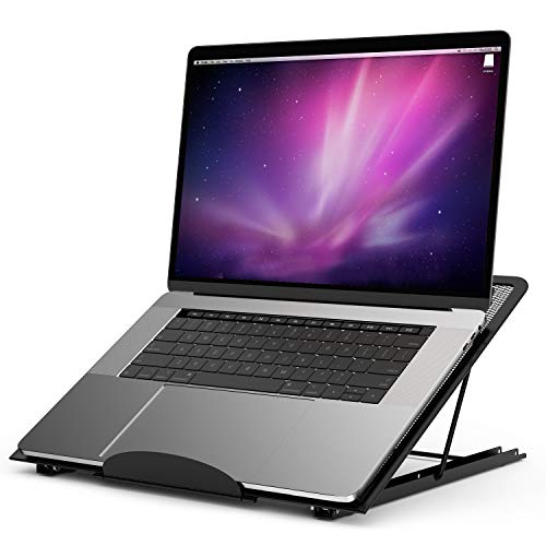 MaxGear Laptop Stand Adjustable Portable Laptop Holder for Desk Mesh Metal Ventilated Notebook Riser for MacBook Air Pro, Dell XPS, More 10-17 inches PC Computer, Tablet, iPad (Black)