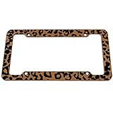 OxGord Leopard Print Plastic License Plate Frame, Orange Brown
