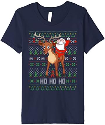 Kids Santa Claus Reindeer Merry Chrismas Funny Gifts Tshirt 12 Navy