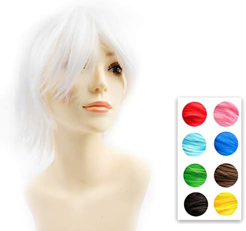 Modernfairy HairModernfairy Anime Wig White for Cosplay Party, Synthetic Layered Short Hair Wigs with Bangs, Pastel Wigs for Women Men
