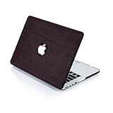 TJFEC PU Leather Coated Soft Touch Hard Case for MacBook Pro 13 inch with Retina Display Model A1425 and A1502 - Dark Wood