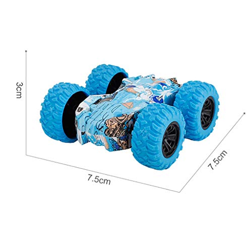 Owill Inertia Car Toys Friction Powered Car Model for Toddler Kids Push and Go Play Vehicles Birthday Christmas Party Supplies Gift Inertia-Double Side Stunt Graffiti Car Off Road (Blue)