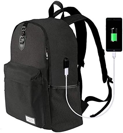 Laptop Backpack Vanzon Notebook Backpack with USB Charging Port Water Resistant Backpack for Men&Women,Fits 17 inch and Below Laptop/Notebook-Black Category (Balck)