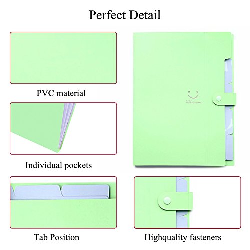 Classification Folders Portable File Folder Tabs Lateral File Folders Accordion File Jackets(Green)