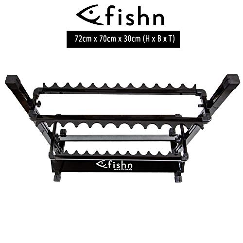 FISHN® Rutenständer für 24 Angelruten aus hochwertigem Aluminium, Rutenhalter, Angelrutenhalter - 72 x 70 x 30 cm – Bild 3