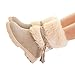 Susanny Women's Winter Fashion Warm Short Booties Casual Outdoor Suede Flat Heel Waterproof Faux Fur Beige Snow Boots 9