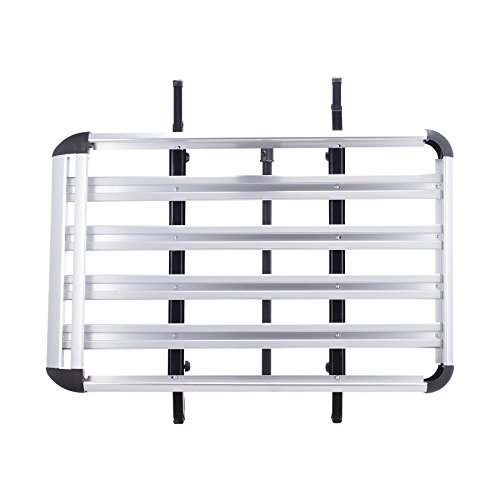 Orion Motor Tech Universal Aluminum Silver Car Roof Cargo Carrier Luggage Basket Rack Top with Crossbars, L51