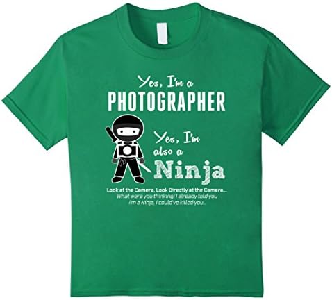 Kids Photography Ninja - Funny, Photographer Art Inspired Shirt 6 Kelly Green