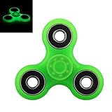Tri Fidget Hand Spinner - fidget work Ultra Fast Bearings - Finger Toy, Great Gift (GLOW-BLK)