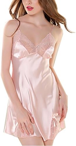 PEOTOUVY Women's Silk Imitation Lace Full Cami Slip Camisole, Pink, XL