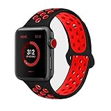 Sports Band for Apple Watch 38mm 42mm - JAZ Durable Soft Silicone Replacement Sport Band iWatch Strap for Apple Watch Series 3 Apple Watch Series 2 Apple Watch Series 1 42mm Black-Red