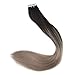 Full Shine 20 inch Ombre Balayage Tape in Hair Extensions Human Hair Remy Colored Extensions #1B Fading to #18 Ash Blonde Glue in Extensions 20 Pcs 50gram Per Package