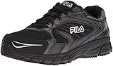 Fila Men's Memory Reckoning 7 Work Slip Resistant Steel Toe Running Shoe, Black/Black/Metallic Silver, 9 M US