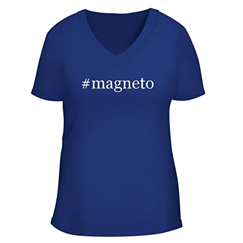 BH Cool Designs #Magneto - Cute Women's V Neck Graphic Tee, Blue, Medium