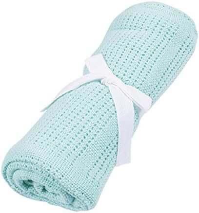 Youthful Newborn Baby Cellular Blankets, Breathable Cotton Crochet Summer Blanket for Pram and Travel, 31.5''x39.4'' (Green)