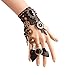 Charm.L Grace Gothic Black White Lace Bracelet Steampunk Vampire Slave Flowers Wristband Ring Wedding Accessories