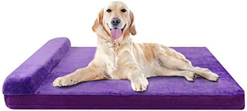 JoicyCo Dog Bed Large Foam Dog Bed Mat Washable Mattress with Pillow Machine Washable Cover