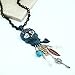 Charm Dangling Sugar Skull Pendant Long Necklace 30 inch (Patina)