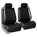 FH Group Front Set Faux Leather Car Seat Covers Low Back Seat with Removable Headrest, Universal Fit, Airbag Compatible Car Seat Cover for SUV, Van, Black
