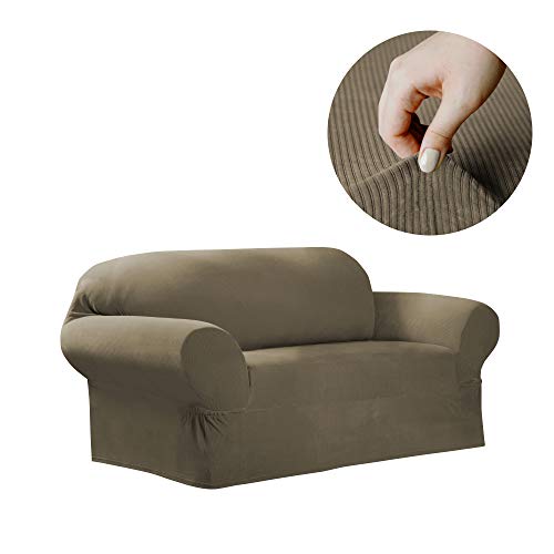 Maytex Collin Stretch 1-Piece Loveseat Furniture Cover / Slipcover, Moss