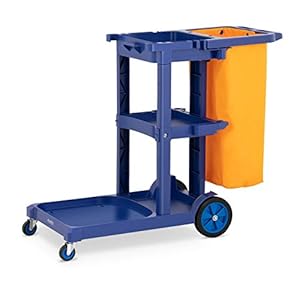 ulsonix UNICLEAN 12 Cleaning Janitoriale Hotel Trolley Cart (Laundry Bag Geel, Deksel, Plastic, 3 Niveaus)