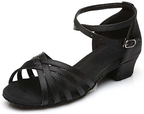 Girls Latin Salsa Dance Shoes ballroom,Heel 3.5CM,Black,3M US,Little Kid