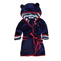 Happy childhood Baby Boys Girls Cartoon Bathrobe Soft Coral Fleece Infant Toddler Muticolored Sleepwear Outfit (Navy Blue, Size 90: 1-2T)