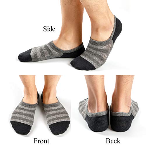 M&Z Mens Low Cut No Show Casual Mesh Cotton Non-Slip Socks 6PackSize S : US Shoe Size 5-8