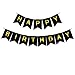 Black Happy Birthday Decorations Bunting Banner with Shimmering Gold Letters - 21st - 30th - 40th - 50th Birthday Party Supplies