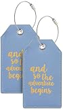Casmonal Luggage Tags with Full Back Privacy Cover w/Steel Loops (blue 02 pcs set)