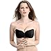 Tidetell Invisible Women's Strapless Self Adhesive Demi Bra with Drawstring Black C