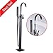 Zovajonia Oil Rubbed Bronze Floor Mounted Bathtun Filler Shower Faucets Set Free Standing Single Handle Tub Mixer Taps with Hand Shower
