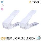 FIX Shoe Slots - Adjustable Shoe Organizer Space Saver Storage Rack Holder Double shoe rack , No Assembly Required (Snow White, 2)