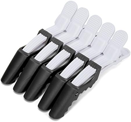 5 Pinup Clips - Professional Non Slip Alligator Hair Clips Double Hinged Design for Easy Salon Styling - Sectioning Crocodile Hair Clip Set with Wide Teeth for Extra Durable Grip (Black)