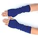 Flammi Women's Fingerless Arm Warmers Gloves Knit Thumb Hole Gloves Mittens (Blue)